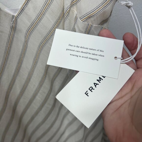 NWT FRAME Striped Bias Cami Slip Dress off white multi medium - Picture 10 of 13